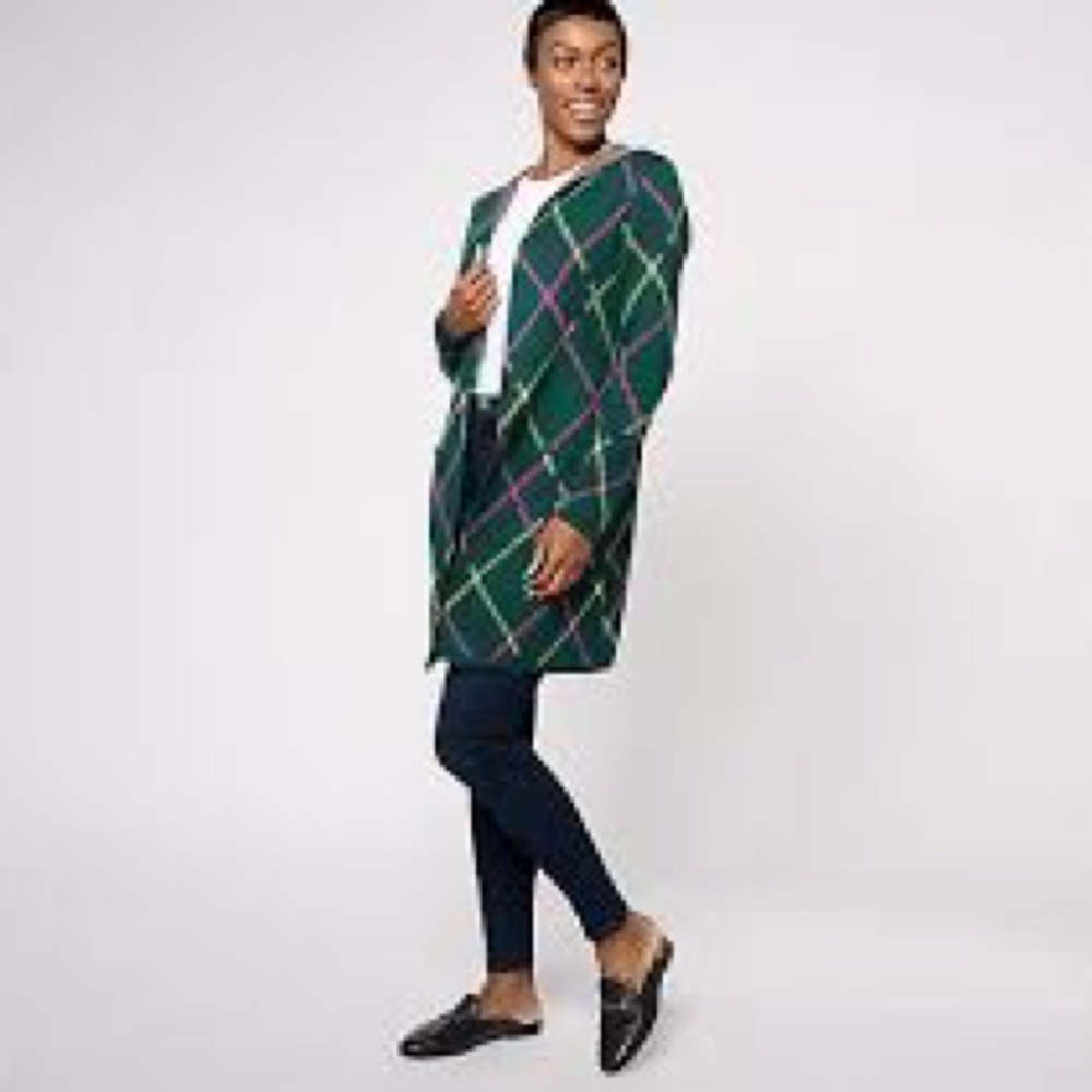 Denim & Co. Jacquard Sweater Coat with Pockets size Medium
